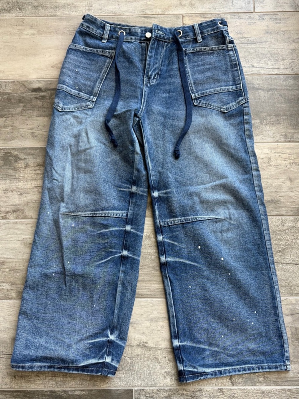 Blue Wide-Leg Denim Jeans